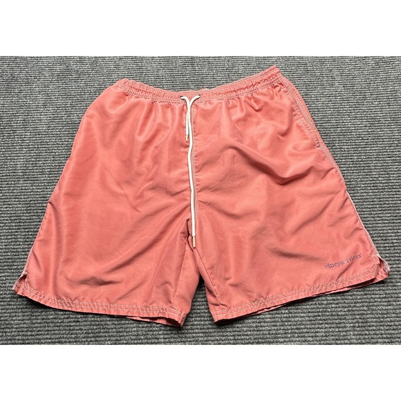 Vineyard Vines Swim Trunks Mens Large Coral Mesh Lined Elastic Waist Back Pocket - Picture 1 of 7